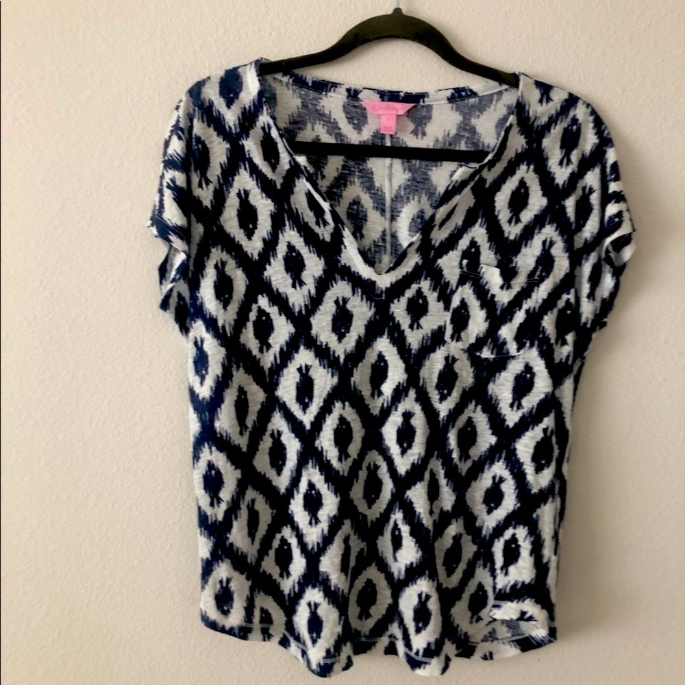 Lily Pulitzer Short Sleeve Linen Top
